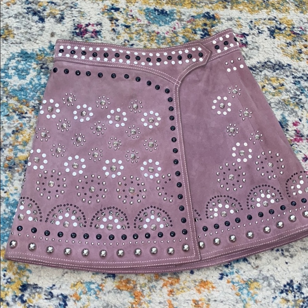 Studded Suede Leather Skirt